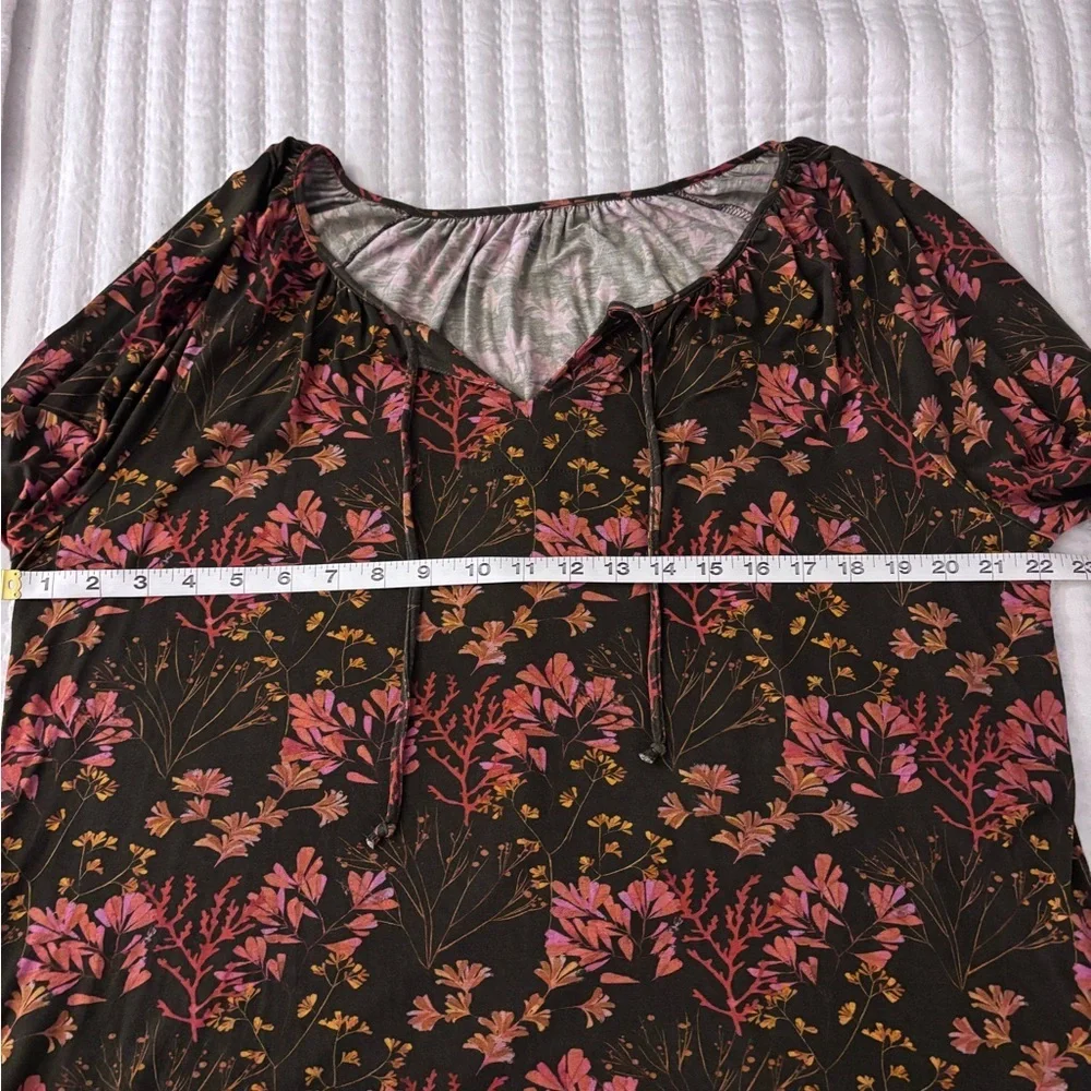 Garnet Hill Floral Print 3/4 Sleeve Peasant Blouse